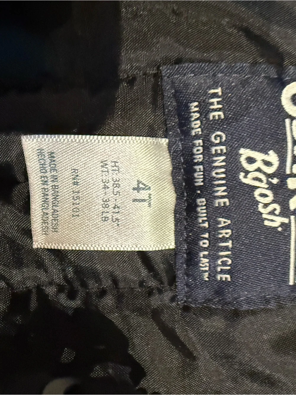 OshKosh B'gosh Kids Black Insulated Snow Bib Overalls Ski Pants Sz 4T Unisex